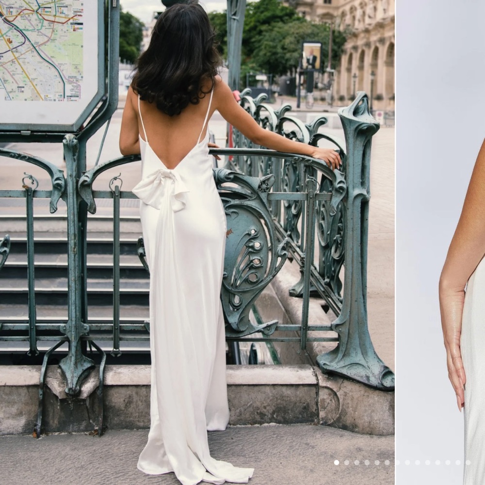 Meshki white long open back dress